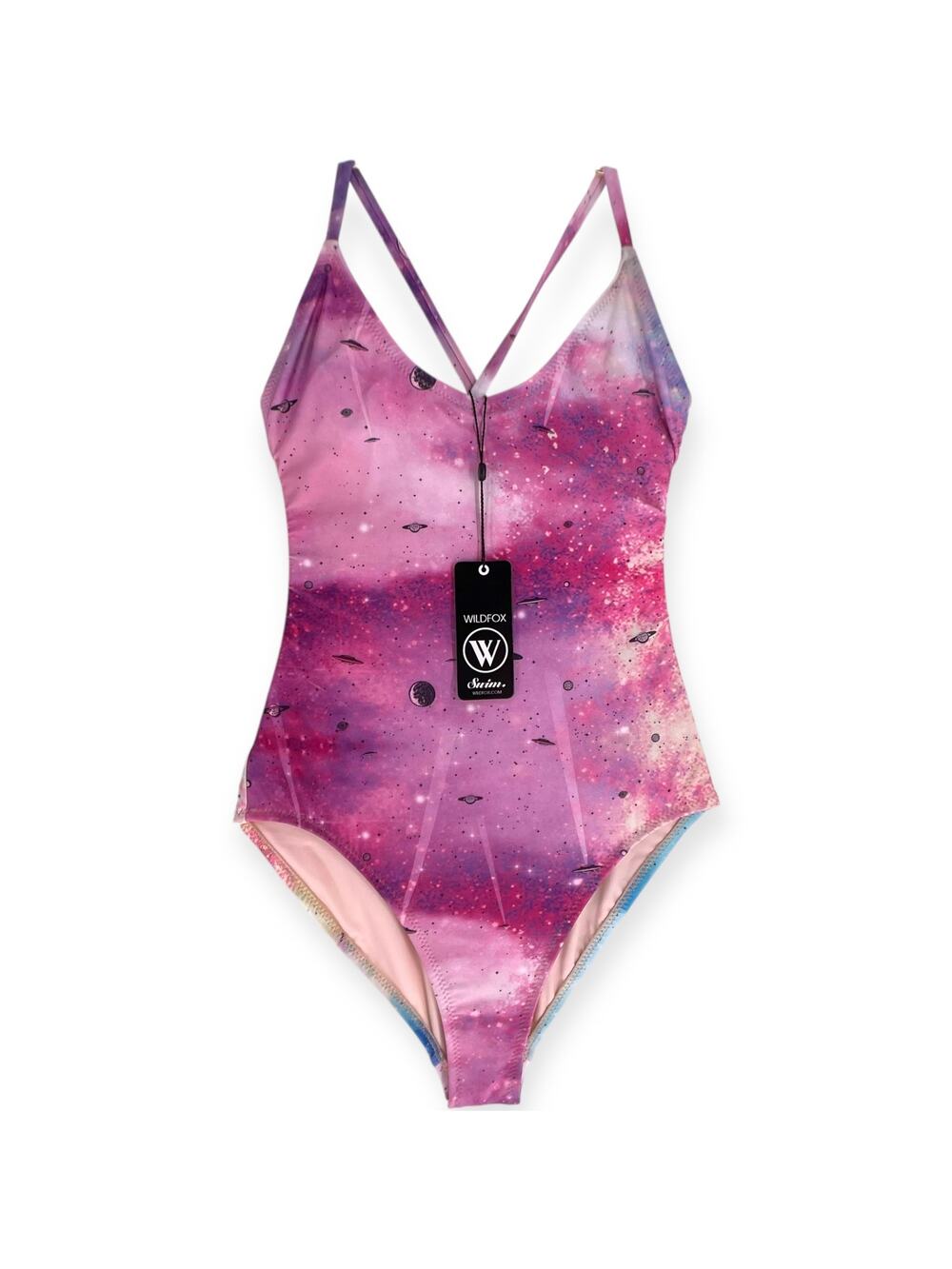 Wildfox Pink Space Cadet Galaxy Blue Print One Piece Tie Dye Festival  NWT Small